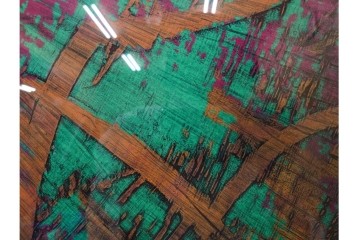 真作　サイン入り　1962年作　スタンリー・ウィリアム・ヘイター(Stanley William Hayter)　44/50　「Tropic Stream(トロピック・ストリーム)」　緑と褐色の色面に流動的な線描が重なり合う銅版画　外箱付き　(R-084972)　