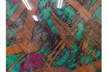 真作　サイン入り　1962年作　スタンリー・ウィリアム・ヘイター(Stanley William Hayter)　44/50　「Tropic Stream(トロピック・ストリーム)」　緑と褐色の色面に流動的な線描が重なり合う銅版画　外箱付き　(R-084972)　