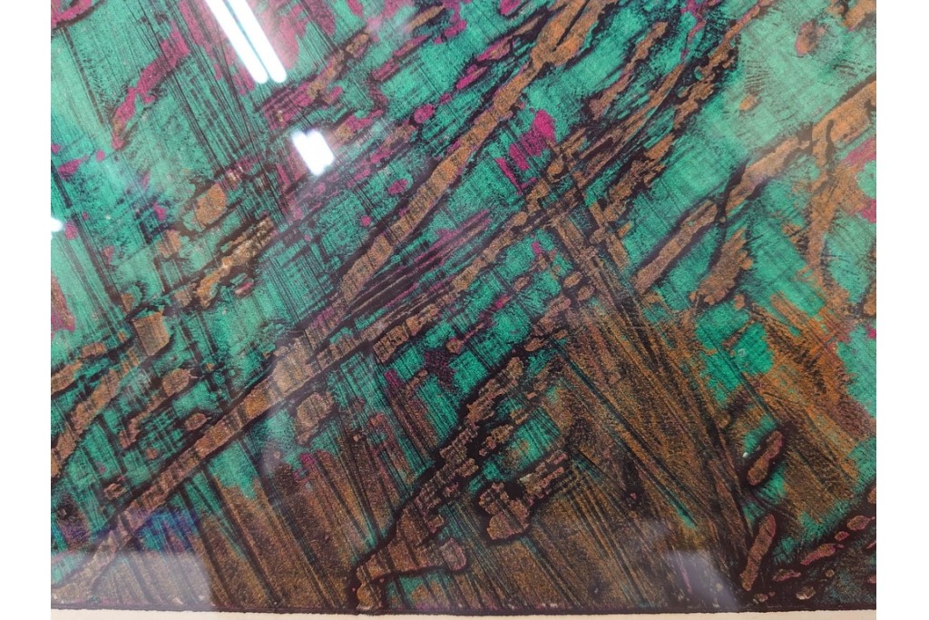 真作　サイン入り　1962年作　スタンリー・ウィリアム・ヘイター(Stanley William Hayter)　44/50　「Tropic Stream(トロピック・ストリーム)」　緑と褐色の色面に流動的な線描が重なり合う銅版画　外箱付き　(R-084972)　