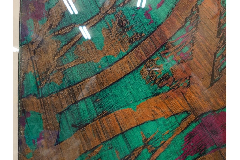 真作　サイン入り　1962年作　スタンリー・ウィリアム・ヘイター(Stanley William Hayter)　44/50　「Tropic Stream(トロピック・ストリーム)」　緑と褐色の色面に流動的な線描が重なり合う銅版画　外箱付き　(R-084972)　