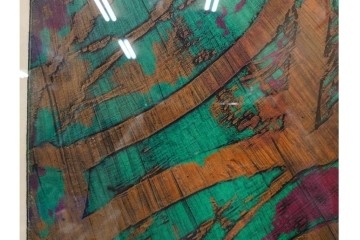 真作　サイン入り　1962年作　スタンリー・ウィリアム・ヘイター(Stanley William Hayter)　44/50　「Tropic Stream(トロピック・ストリーム)」　緑と褐色の色面に流動的な線描が重なり合う銅版画　外箱付き　(R-084972)　