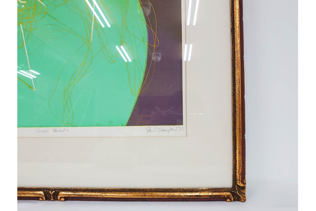 真作　サイン入り　1976年作　スタンリー・ウィリアム・ヘイター(Stanley William Hayter)　66/75　「Chinese Circus(チャイニーズ・サーカス)」　色彩と奔放な線が響き合う銅版画　外箱付き　(R-084973)　