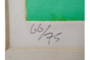 真作　サイン入り　1976年作　スタンリー・ウィリアム・ヘイター(Stanley William Hayter)　66/75　「Chinese Circus(チャイニーズ・サーカス)」　色彩と奔放な線が響き合う銅版画　外箱付き　(R-084973)　