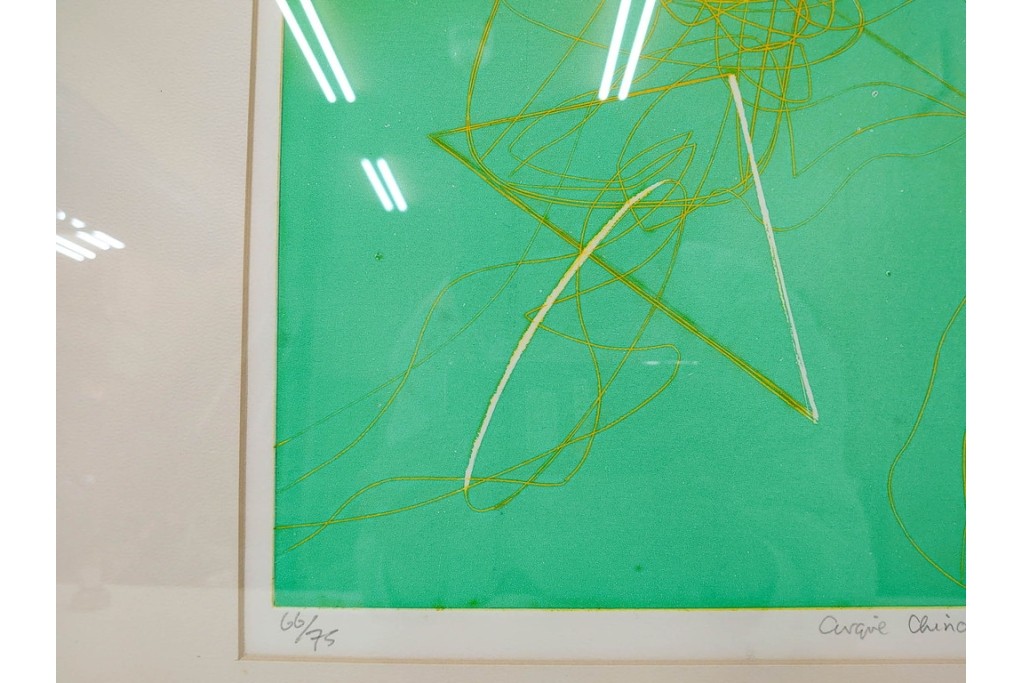 真作　サイン入り　1976年作　スタンリー・ウィリアム・ヘイター(Stanley William Hayter)　66/75　「Chinese Circus(チャイニーズ・サーカス)」　色彩と奔放な線が響き合う銅版画　外箱付き　(R-084973)　