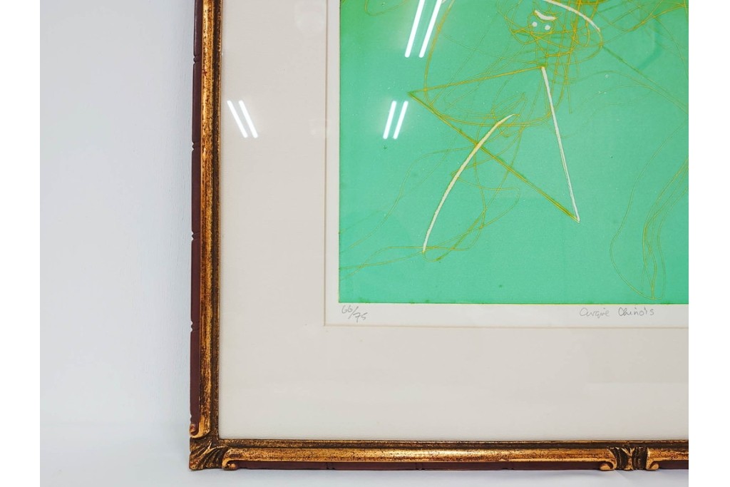 真作　サイン入り　1976年作　スタンリー・ウィリアム・ヘイター(Stanley William Hayter)　66/75　「Chinese Circus(チャイニーズ・サーカス)」　色彩と奔放な線が響き合う銅版画　外箱付き　(R-084973)　