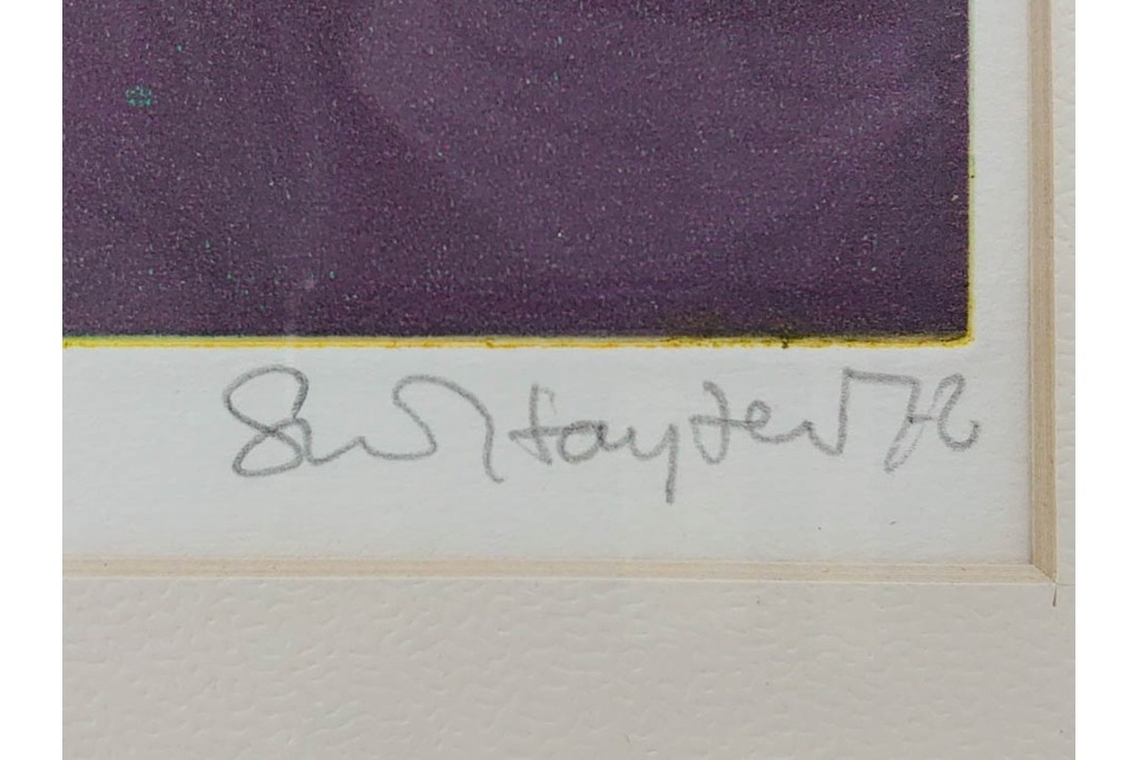 真作　サイン入り　1976年作　スタンリー・ウィリアム・ヘイター(Stanley William Hayter)　66/75　「Chinese Circus(チャイニーズ・サーカス)」　色彩と奔放な線が響き合う銅版画　外箱付き　(R-084973)　