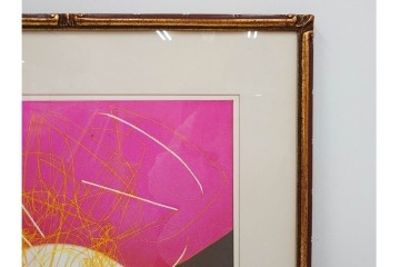 真作　サイン入り　1976年作　スタンリー・ウィリアム・ヘイター(Stanley William Hayter)　66/75　「Chinese Circus(チャイニーズ・サーカス)」　色彩と奔放な線が響き合う銅版画　外箱付き　(R-084973)　