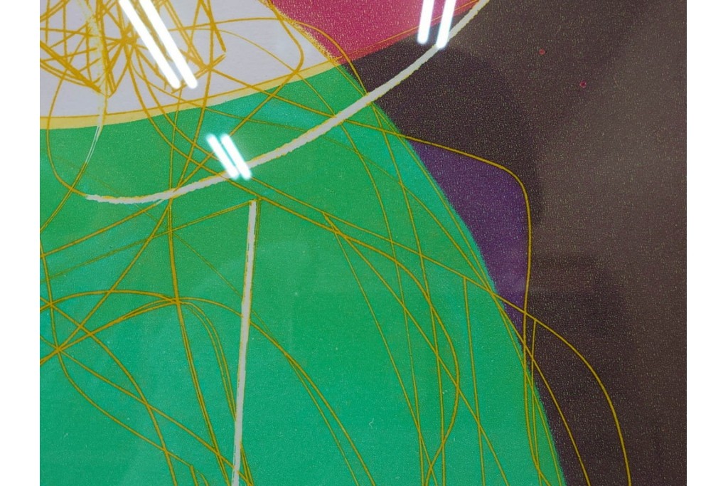 真作　サイン入り　1976年作　スタンリー・ウィリアム・ヘイター(Stanley William Hayter)　66/75　「Chinese Circus(チャイニーズ・サーカス)」　色彩と奔放な線が響き合う銅版画　外箱付き　(R-084973)　