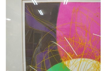 真作　サイン入り　1976年作　スタンリー・ウィリアム・ヘイター(Stanley William Hayter)　66/75　「Chinese Circus(チャイニーズ・サーカス)」　色彩と奔放な線が響き合う銅版画　外箱付き　(R-084973)　