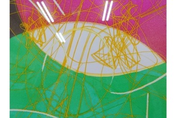 真作　サイン入り　1976年作　スタンリー・ウィリアム・ヘイター(Stanley William Hayter)　66/75　「Chinese Circus(チャイニーズ・サーカス)」　色彩と奔放な線が響き合う銅版画　外箱付き　(R-084973)　