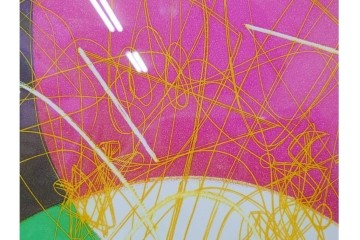 真作　サイン入り　1976年作　スタンリー・ウィリアム・ヘイター(Stanley William Hayter)　66/75　「Chinese Circus(チャイニーズ・サーカス)」　色彩と奔放な線が響き合う銅版画　外箱付き　(R-084973)　