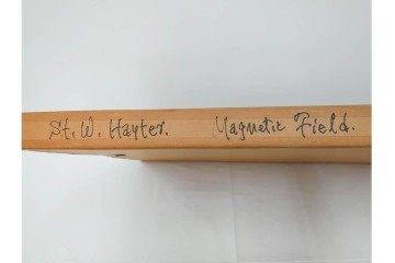 真作　サイン入り　1966年作　スタンリー・ウィリアム・ヘイター(Stanley William Hayter)　48/50　「Magnetic Field(マグネティック・フィールド)」　磁場のうねりを思わせる反復する線と色面が印象的な銅版画　外箱付き　(R-084974)