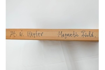 真作　サイン入り　1966年作　スタンリー・ウィリアム・ヘイター(Stanley William Hayter)　48/50　「Magnetic Field(マグネティック・フィールド)」　磁場のうねりを思わせる反復する線と色面が印象的な銅版画　外箱付き　(R-084974)