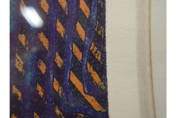 真作　サイン入り　1966年作　スタンリー・ウィリアム・ヘイター(Stanley William Hayter)　48/50　「Magnetic Field(マグネティック・フィールド)」　磁場のうねりを思わせる反復する線と色面が印象的な銅版画　外箱付き　(R-084974)