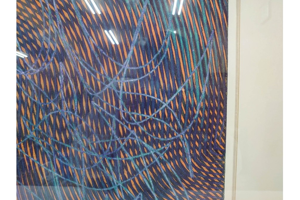 真作　サイン入り　1966年作　スタンリー・ウィリアム・ヘイター(Stanley William Hayter)　48/50　「Magnetic Field(マグネティック・フィールド)」　磁場のうねりを思わせる反復する線と色面が印象的な銅版画　外箱付き　(R-084974)