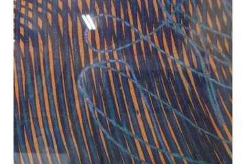 真作　サイン入り　1966年作　スタンリー・ウィリアム・ヘイター(Stanley William Hayter)　48/50　「Magnetic Field(マグネティック・フィールド)」　磁場のうねりを思わせる反復する線と色面が印象的な銅版画　外箱付き　(R-084974)