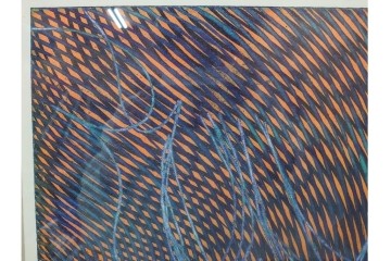 真作　サイン入り　1966年作　スタンリー・ウィリアム・ヘイター(Stanley William Hayter)　48/50　「Magnetic Field(マグネティック・フィールド)」　磁場のうねりを思わせる反復する線と色面が印象的な銅版画　外箱付き　(R-084974)