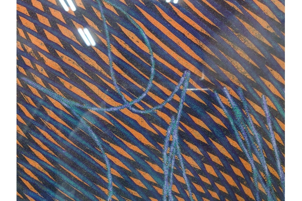 真作　サイン入り　1966年作　スタンリー・ウィリアム・ヘイター(Stanley William Hayter)　48/50　「Magnetic Field(マグネティック・フィールド)」　磁場のうねりを思わせる反復する線と色面が印象的な銅版画　外箱付き　(R-084974)