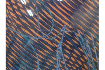 真作　サイン入り　1966年作　スタンリー・ウィリアム・ヘイター(Stanley William Hayter)　48/50　「Magnetic Field(マグネティック・フィールド)」　磁場のうねりを思わせる反復する線と色面が印象的な銅版画　外箱付き　(R-084974)