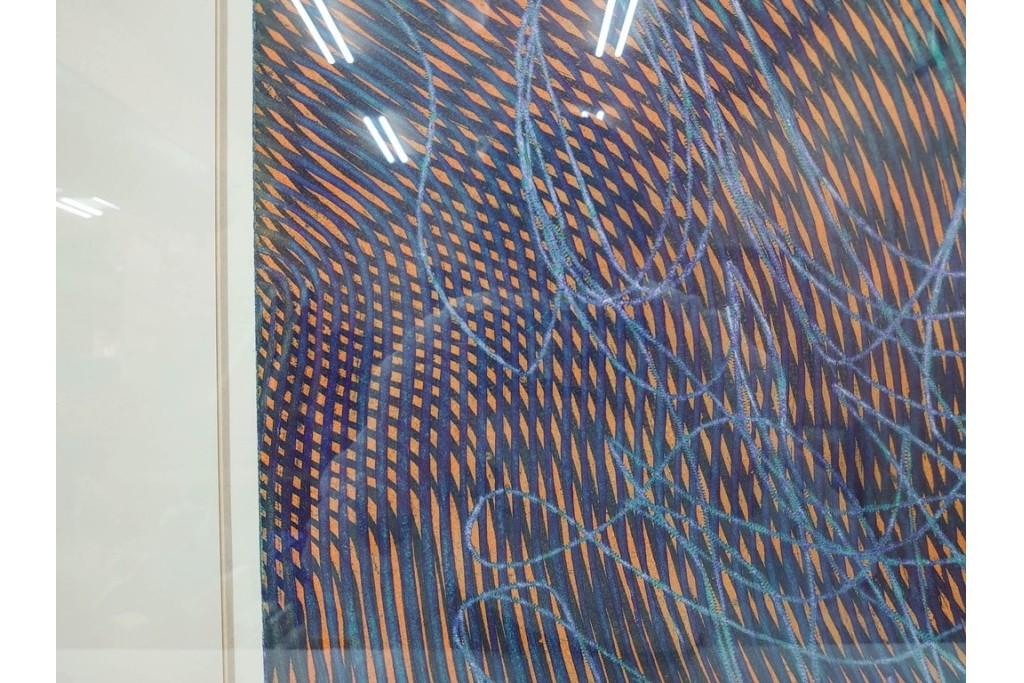 真作　サイン入り　1966年作　スタンリー・ウィリアム・ヘイター(Stanley William Hayter)　48/50　「Magnetic Field(マグネティック・フィールド)」　磁場のうねりを思わせる反復する線と色面が印象的な銅版画　外箱付き　(R-084974)