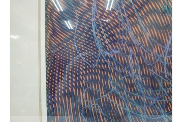 真作　サイン入り　1966年作　スタンリー・ウィリアム・ヘイター(Stanley William Hayter)　48/50　「Magnetic Field(マグネティック・フィールド)」　磁場のうねりを思わせる反復する線と色面が印象的な銅版画　外箱付き　(R-084974)