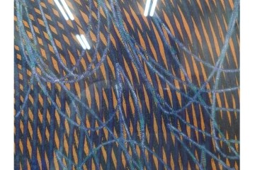 真作　サイン入り　1966年作　スタンリー・ウィリアム・ヘイター(Stanley William Hayter)　48/50　「Magnetic Field(マグネティック・フィールド)」　磁場のうねりを思わせる反復する線と色面が印象的な銅版画　外箱付き　(R-084974)