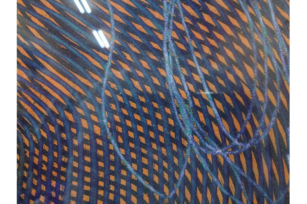 真作　サイン入り　1966年作　スタンリー・ウィリアム・ヘイター(Stanley William Hayter)　48/50　「Magnetic Field(マグネティック・フィールド)」　磁場のうねりを思わせる反復する線と色面が印象的な銅版画　外箱付き　(R-084974)