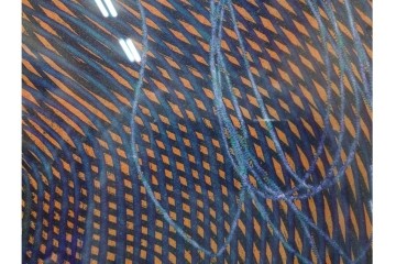 真作　サイン入り　1966年作　スタンリー・ウィリアム・ヘイター(Stanley William Hayter)　48/50　「Magnetic Field(マグネティック・フィールド)」　磁場のうねりを思わせる反復する線と色面が印象的な銅版画　外箱付き　(R-084974)