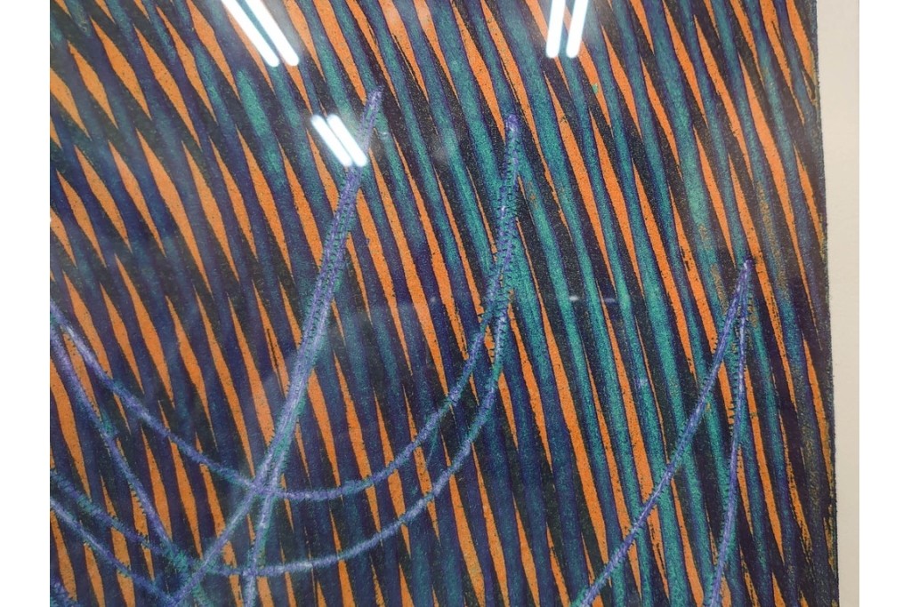 真作　サイン入り　1966年作　スタンリー・ウィリアム・ヘイター(Stanley William Hayter)　48/50　「Magnetic Field(マグネティック・フィールド)」　磁場のうねりを思わせる反復する線と色面が印象的な銅版画　外箱付き　(R-084974)