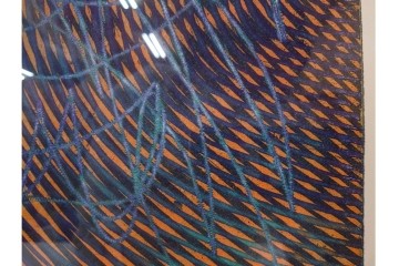 真作　サイン入り　1966年作　スタンリー・ウィリアム・ヘイター(Stanley William Hayter)　48/50　「Magnetic Field(マグネティック・フィールド)」　磁場のうねりを思わせる反復する線と色面が印象的な銅版画　外箱付き　(R-084974)