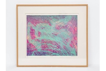 真作　サイン入り　1964年作　スタンリー・ウィリアム・ヘイター(Stanley William Hayter)　16/50　「Rapides(急流)」　穏やかな色彩の重なりが空間に彩りを添える銅版画　外箱付き　(R-084975)