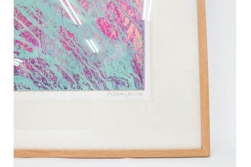 真作　サイン入り　1964年作　スタンリー・ウィリアム・ヘイター(Stanley William Hayter)　16/50　「Rapides(急流)」　穏やかな色彩の重なりが空間に彩りを添える銅版画　外箱付き　(R-084975)