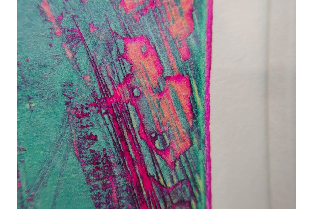 真作　サイン入り　1964年作　スタンリー・ウィリアム・ヘイター(Stanley William Hayter)　16/50　「Rapides(急流)」　穏やかな色彩の重なりが空間に彩りを添える銅版画　外箱付き　(R-084975)