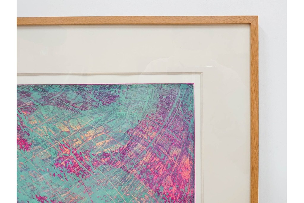 真作　サイン入り　1964年作　スタンリー・ウィリアム・ヘイター(Stanley William Hayter)　16/50　「Rapides(急流)」　穏やかな色彩の重なりが空間に彩りを添える銅版画　外箱付き　(R-084975)