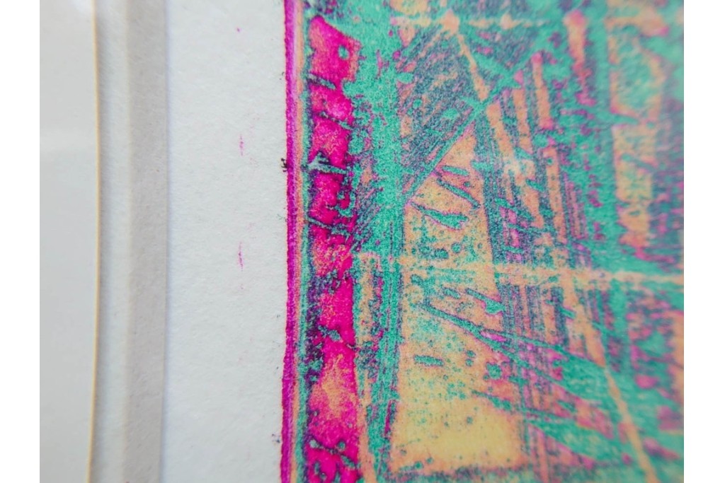 真作　サイン入り　1964年作　スタンリー・ウィリアム・ヘイター(Stanley William Hayter)　16/50　「Rapides(急流)」　穏やかな色彩の重なりが空間に彩りを添える銅版画　外箱付き　(R-084975)