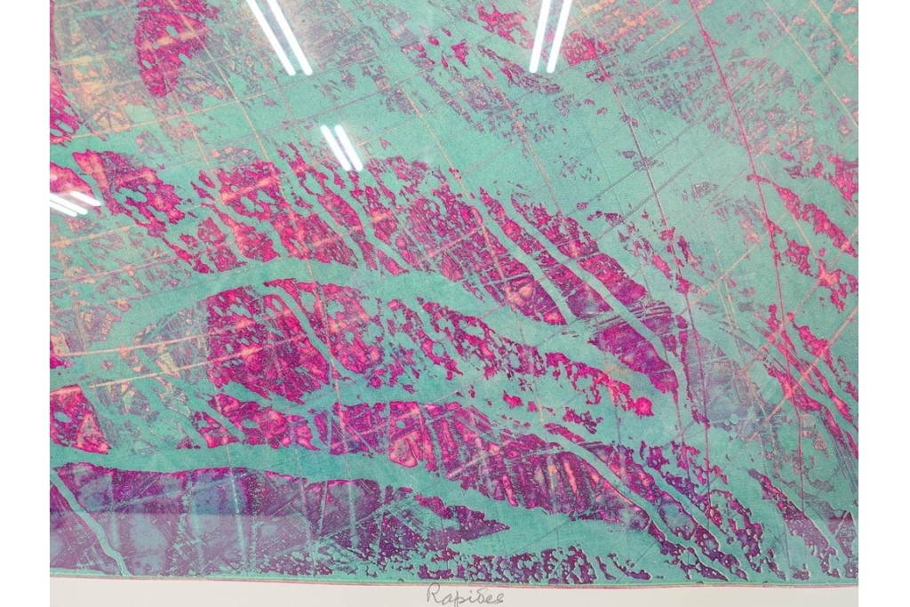 真作　サイン入り　1964年作　スタンリー・ウィリアム・ヘイター(Stanley William Hayter)　16/50　「Rapides(急流)」　穏やかな色彩の重なりが空間に彩りを添える銅版画　外箱付き　(R-084975)