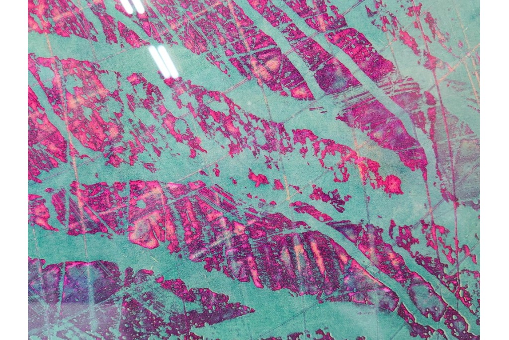 真作　サイン入り　1964年作　スタンリー・ウィリアム・ヘイター(Stanley William Hayter)　16/50　「Rapides(急流)」　穏やかな色彩の重なりが空間に彩りを添える銅版画　外箱付き　(R-084975)