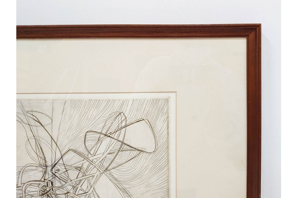 真作　サイン入り　1957年作　スタンリー・ウィリアム・ヘイター(Stanley William Hayter)　31/50　「Les Erinnyes(エリニュスの女神たち)」　鋭い線の重なりが印象的な銅版画　外箱付き　(R-084976)