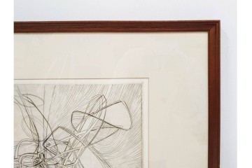 真作　サイン入り　1957年作　スタンリー・ウィリアム・ヘイター(Stanley William Hayter)　31/50　「Les Erinnyes(エリニュスの女神たち)」　鋭い線の重なりが印象的な銅版画　外箱付き　(R-084976)