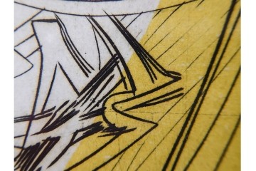 真作　サイン入り　1957年作　スタンリー・ウィリアム・ヘイター(Stanley William Hayter)　31/50　「Les Erinnyes(エリニュスの女神たち)」　鋭い線の重なりが印象的な銅版画　外箱付き　(R-084976)