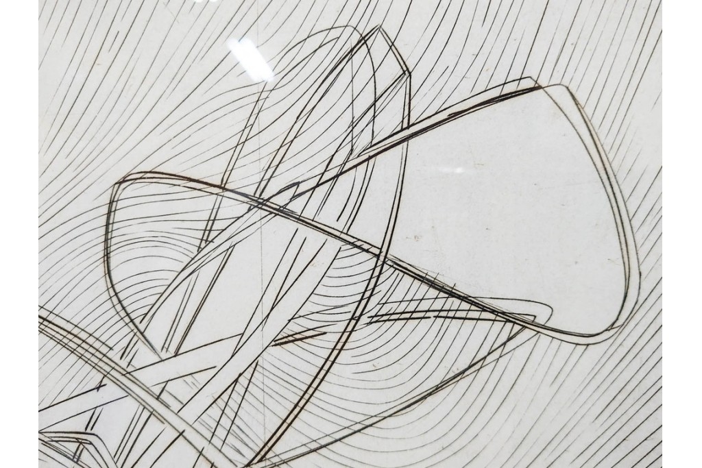 真作　サイン入り　1957年作　スタンリー・ウィリアム・ヘイター(Stanley William Hayter)　31/50　「Les Erinnyes(エリニュスの女神たち)」　鋭い線の重なりが印象的な銅版画　外箱付き　(R-084976)