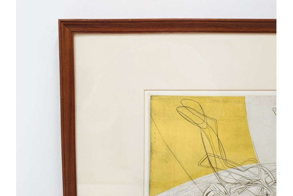 真作　サイン入り　1957年作　スタンリー・ウィリアム・ヘイター(Stanley William Hayter)　31/50　「Les Erinnyes(エリニュスの女神たち)」　鋭い線の重なりが印象的な銅版画　外箱付き　(R-084976)