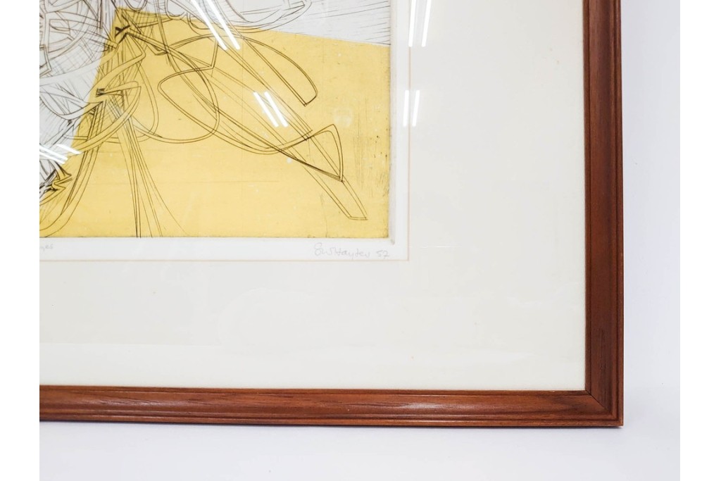 真作　サイン入り　1957年作　スタンリー・ウィリアム・ヘイター(Stanley William Hayter)　31/50　「Les Erinnyes(エリニュスの女神たち)」　鋭い線の重なりが印象的な銅版画　外箱付き　(R-084976)