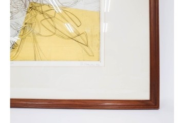 真作　サイン入り　1957年作　スタンリー・ウィリアム・ヘイター(Stanley William Hayter)　31/50　「Les Erinnyes(エリニュスの女神たち)」　鋭い線の重なりが印象的な銅版画　外箱付き　(R-084976)