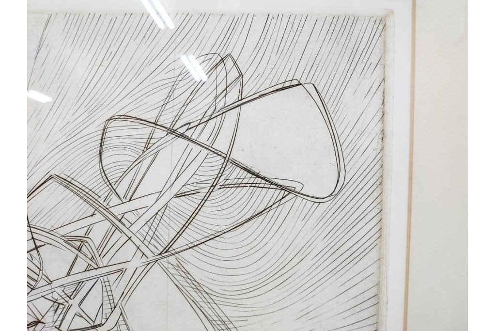 真作　サイン入り　1957年作　スタンリー・ウィリアム・ヘイター(Stanley William Hayter)　31/50　「Les Erinnyes(エリニュスの女神たち)」　鋭い線の重なりが印象的な銅版画　外箱付き　(R-084976)