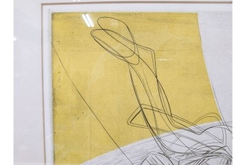 真作　サイン入り　1957年作　スタンリー・ウィリアム・ヘイター(Stanley William Hayter)　31/50　「Les Erinnyes(エリニュスの女神たち)」　鋭い線の重なりが印象的な銅版画　外箱付き　(R-084976)