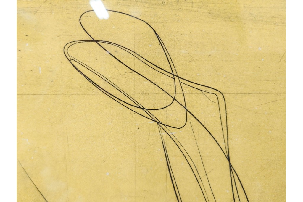 真作　サイン入り　1957年作　スタンリー・ウィリアム・ヘイター(Stanley William Hayter)　31/50　「Les Erinnyes(エリニュスの女神たち)」　鋭い線の重なりが印象的な銅版画　外箱付き　(R-084976)