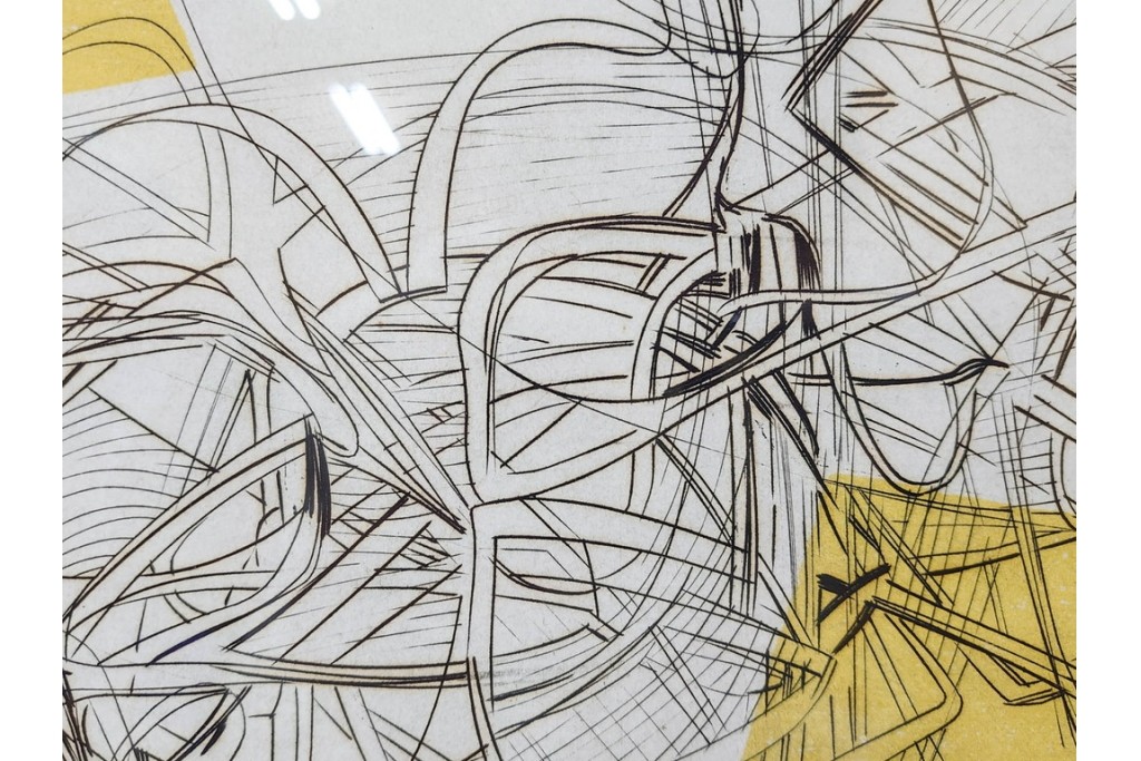 真作　サイン入り　1957年作　スタンリー・ウィリアム・ヘイター(Stanley William Hayter)　31/50　「Les Erinnyes(エリニュスの女神たち)」　鋭い線の重なりが印象的な銅版画　外箱付き　(R-084976)