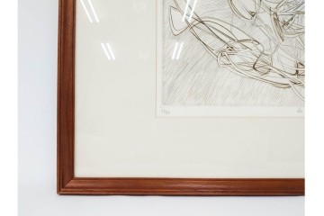 真作　サイン入り　1957年作　スタンリー・ウィリアム・ヘイター(Stanley William Hayter)　31/50　「Les Erinnyes(エリニュスの女神たち)」　鋭い線の重なりが印象的な銅版画　外箱付き　(R-084976)