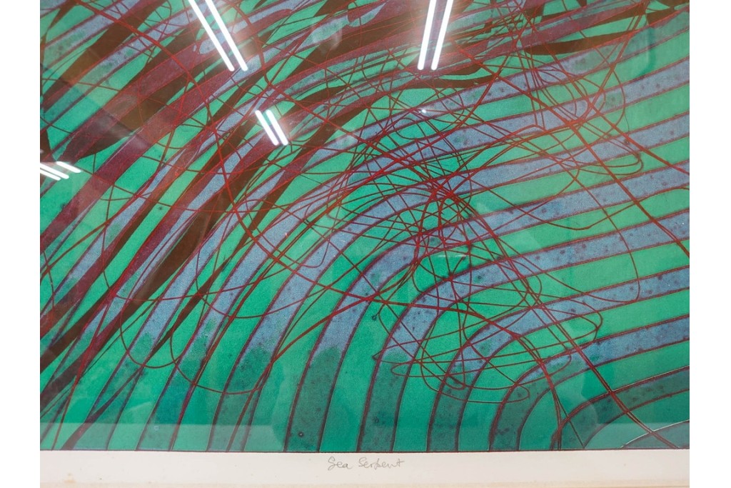 真作　サイン入り　1976年作　スタンリー・ウィリアム・ヘイター(Stanley William Hayter)　50/75　「Sea Serpent(シー・サーペント)」　深海のうねりを思わせる銅版画　外箱付き　(R-084977)　